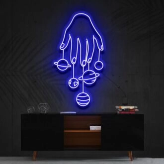 Cosmic Hand Neon Sign for Cosmic Themed Decor