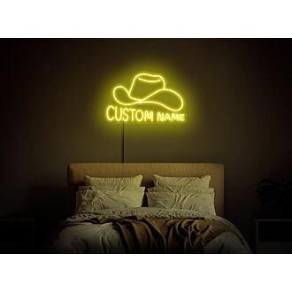 Brighten Your Space with Custom Charm: Cowboy Hat with Name Sign for Home, Office, and Event Decorations