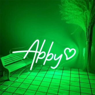 Brighten Up Any Space - Custom LED Neon Sign Abby LED Night Light Name Sign for Weddings, Bars, and Home Decor.