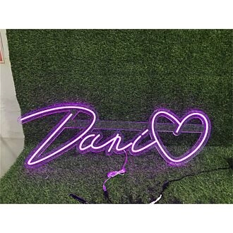Brighten Your Special Day: Custom Name Dani With Heart LED Neon Sign for Weddings, Anniversaries, and Home Decor.