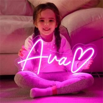 Brighten Your Celebrations and Spaces: Customized LED Neon Light Name Ava With Heart for Weddings, Birtharies, and Home Decor.