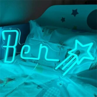 Brighten Your Celebrations: Customized LED Neon Light Name Ben With Star Birthday LED Neon Sign - Perfect for Weddings, Birthdays, and Home Decor.