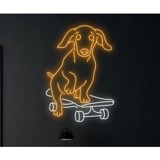 Elevate Your Space with Cute Dog Skateboarder Led Sign – Perfect for Home Decor, Bars, and Party Ambiance.