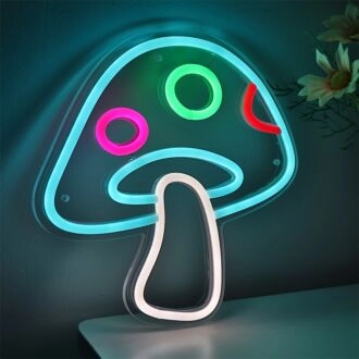 Brighten Up Your Space: Perfect for Home Decor, Kids’ Rooms, and Parties - Cute Mushroom Shaped LED Neon Sign Night Light For