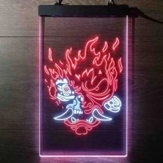 Cyberpunk Samurai Dual LED Neon Sign for Gaming and Sci-Fi Fans