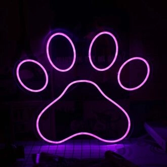 Dog Paw Pink Neon Sign