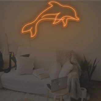 Dolphin Jumping Neon Sign for Ocean and Whimsical Decor
