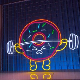 Enhance Your Bakery, Home, or Gym Ambiance with the Donut And Dumbbell Led Neon Sign - Perfect for Parties and Thematic Decor.