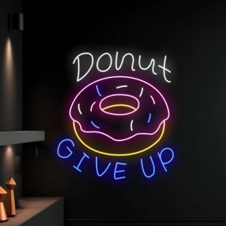 Brighten Your Bakery, Boost Your Home Office Vibes, and Add Sweetness to Parties with the Donut Give Up Led Neon Sign Custom Donut Neon Led Sign.