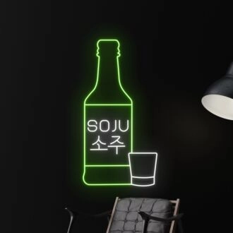 Elevate Your Bar, Club, or Soju Restaurant Ambiance with the Vibrant Drink Soju Logo Led Neon Sign - Perfect for Parties and Home Decor Enhancements.