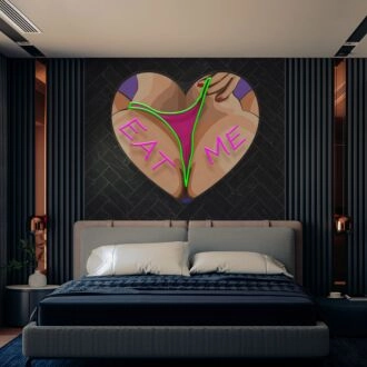 Elevate your space with Eat Me Led Uv Neon Sign: Perfect for Home Decor, Bars, and Trendy Office Settings