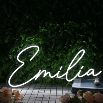 Emilia Name White Neon Sign