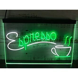Espresso Dual LED Neon Sign for Cafes and Coffee Shops