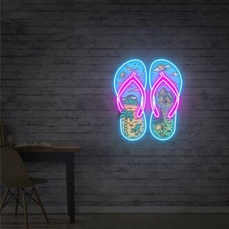 Brighten Up Your Beach House or Summer Party with Flip Flops Art Bedroom Led Uv Neon Sign