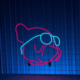 Brighten Your Space: France Bulldog Wearing Glasses Led Neon Sign for Bars, Home Decor, and Festive Celebrations