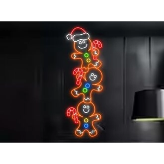Brighten Your Holiday Festivities and Spaces: Funny Gingerbread Led Neon Sign for Christmas Party, Home, and Office Decor.
