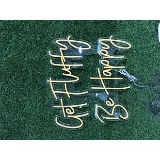 Brighten Up Your Space: Get Fluffy Be Happy Custom LED Neon Sign for Bars, Weddings, and Chic Home Decor.