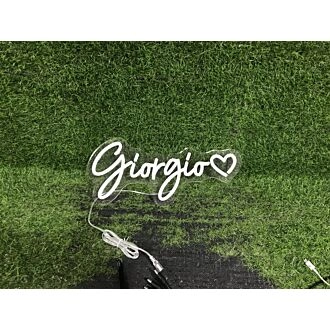 Brighten Up Your Space: Giorgio With Heart LED Neon Sign for Weddings, Bars, and Home Decor.