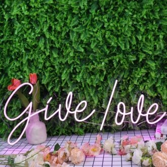 Give Love Purple Neon Sign