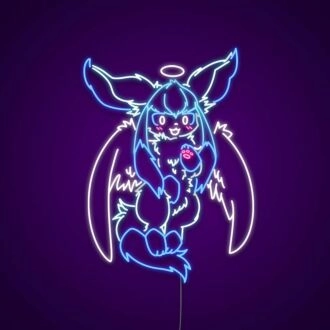 Glaceon With Wings Neon Sign for Anime Fans