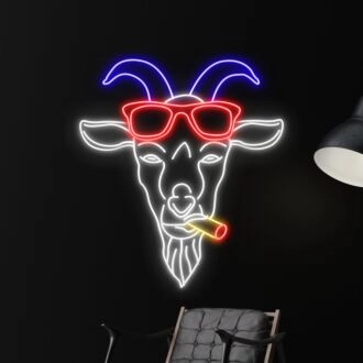 Light Up Your Night: Goat Smoking LED Neon Sign for Trendy Home Decor, Vibrant Parties, and Unique Bar or Club Ambiance