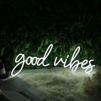 Good Vibes White Neon Sign
