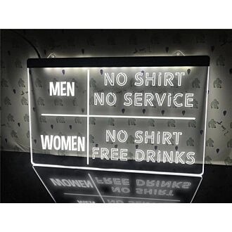 No Shirt No Service Funny Hanging Neon Sign