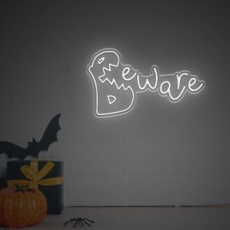 Spookify Your Space: Halloween Beware LED Neon Sign Perfect for Home Decor, Office, and Themed Parties