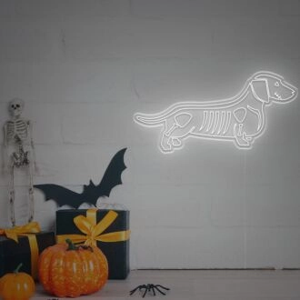 Brighten Your Halloween Celebration and Home Decor with the Whimsical Halloween Dachshund Skeleton LED Neon Sign – Perfect for Parties, Events, and Spooky Themed Bars.