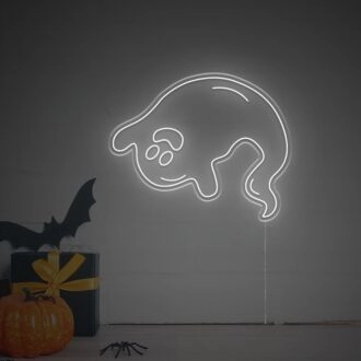 Erhellen Sie Ihre gruseligen Feiern und Dekorationen: Halloween Happy Ghost LED-Neonschild für Zuhause, Büro und Themenpartys.