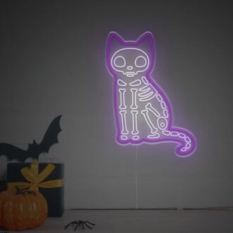 Transform your spooky celebration and home ambiance with the Halloween Night Cat Bone LED Neon Sign, perfect for parties, bars, and themed decor.