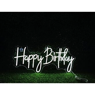 Brighten Up Your Celebration - Happy Birthday White LED Neon Sign for Parties, Homes, and Special Events