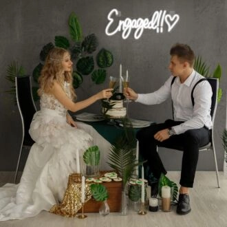 Happy Engaged Neon Sign Wedding Decor
