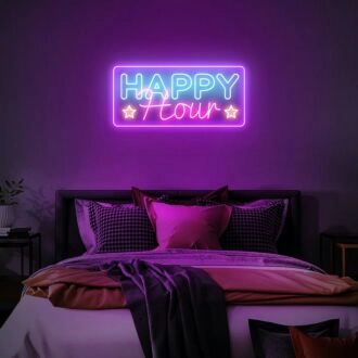 Happy Hour Neon Sign for Social and Fun Spaces