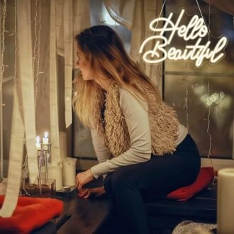 Hello Beautiful Neon Sign Bedroom Inspiration