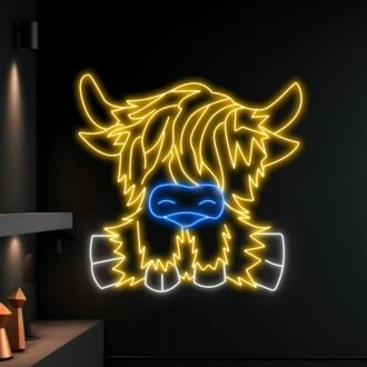 Brighten Your Space with Highland Cow Led Neon Sign: Perfect for Home Decor, Bars, and Animal-Themed Parties
