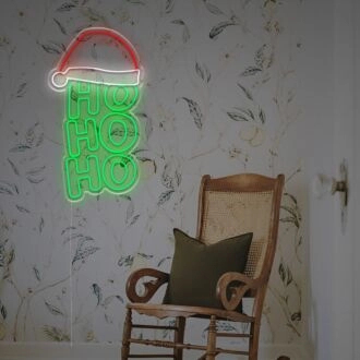 Brighten Your Christmas Decor: Perfect for Home, Office, and Holiday Celebrations with the Hohoho With Santa Hat LED Neon Sign.