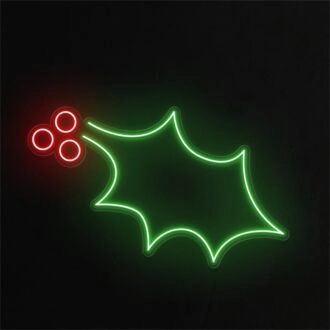 Brighten Up Your Festive Season: Holly Leaf LED Neon Sign for Home Décor, Office Ambiance, and Joyous Celebrations at Bars or Weddings