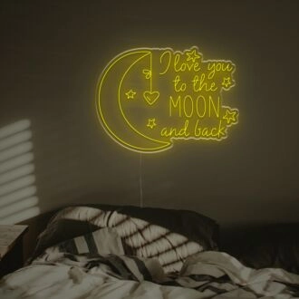 Add a Romantic Glow to Your Wedding, Anniversary, or Home Decor with the I Love You To The Moon And Back LED Neon Sign