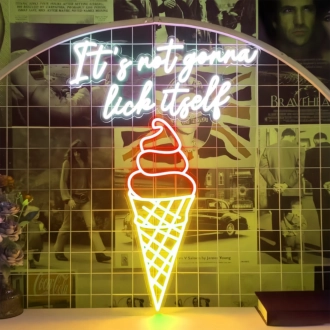 Customize Frozen Delight Oasis Ice Cream Solves Everything Neon Sign