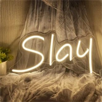 Brighten Up Your Wedding, Bar, or Home Décor with the Chic Slay White LED Neon Sign.