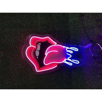 Bringen Sie Ihren Raum auf das nächste Level: Cyberpunk UV-Lippen und Zunge LED Neon Schild Perfekt für Bars, Partys und edgy Wohnkultur.