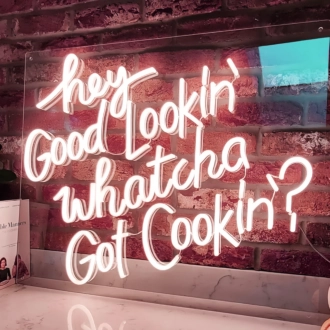 Hey Good Lookin', Whatcha Got Cookin' Neon Sign Add Retro Flair to Your Space