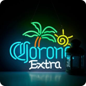 Elevate Your Space: Transform Your Home Bar, Office, or Party Ambiance with the Corona Extra Palm Tree Bar Pub Neon Sign.