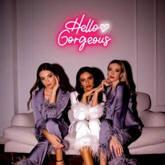 Brighten-up Your Wedding, Bar, and Home Decor with the Deep Pink Hello Gorgeous Room Neon Sign.
