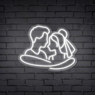 Add a Romantic Glow to Your Bedroom, Wedding, or Anniversary Celebration with the Cuddling Couple Shape Neon Sign.