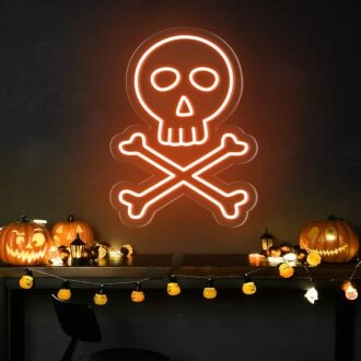 Brighten up your Halloween Bash or Haunted House decor with the Spooky Skeleton Skulls Neon Sign.