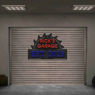 Brighten Up Your Space - Perfect for Bars, Man Caves, and Workshops with the Garange Name Sign Garage Led UV Neon Sign for Men Garage Sign.