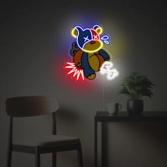 Brighten Your Child's Room or Nursery with Delightful Splicing Teddy Bear LED Neon Acrylic Artwork – Perfect for Creating Magical Spaces.