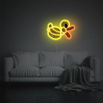 Brighten Up Your Child's Room, Play Area, or Birthday Celebrations with the Charming Yellow Duck Shaped Balloon LED Neon Acrylic Artwork.